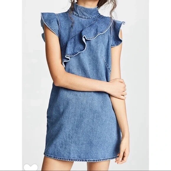 mcguire denim dress McGuire Denim Sorbonne Ruffle Mini Dress