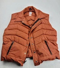 Vintage 1970s Frostline Kit Denver CO Down Puffer Rust Orange Vest Mens Large
