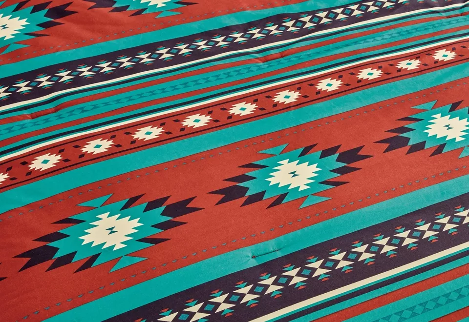 Juego de edredón multicolor tribal suroeste de 3 piezas Chezmoi Collection Foto 2 de 4