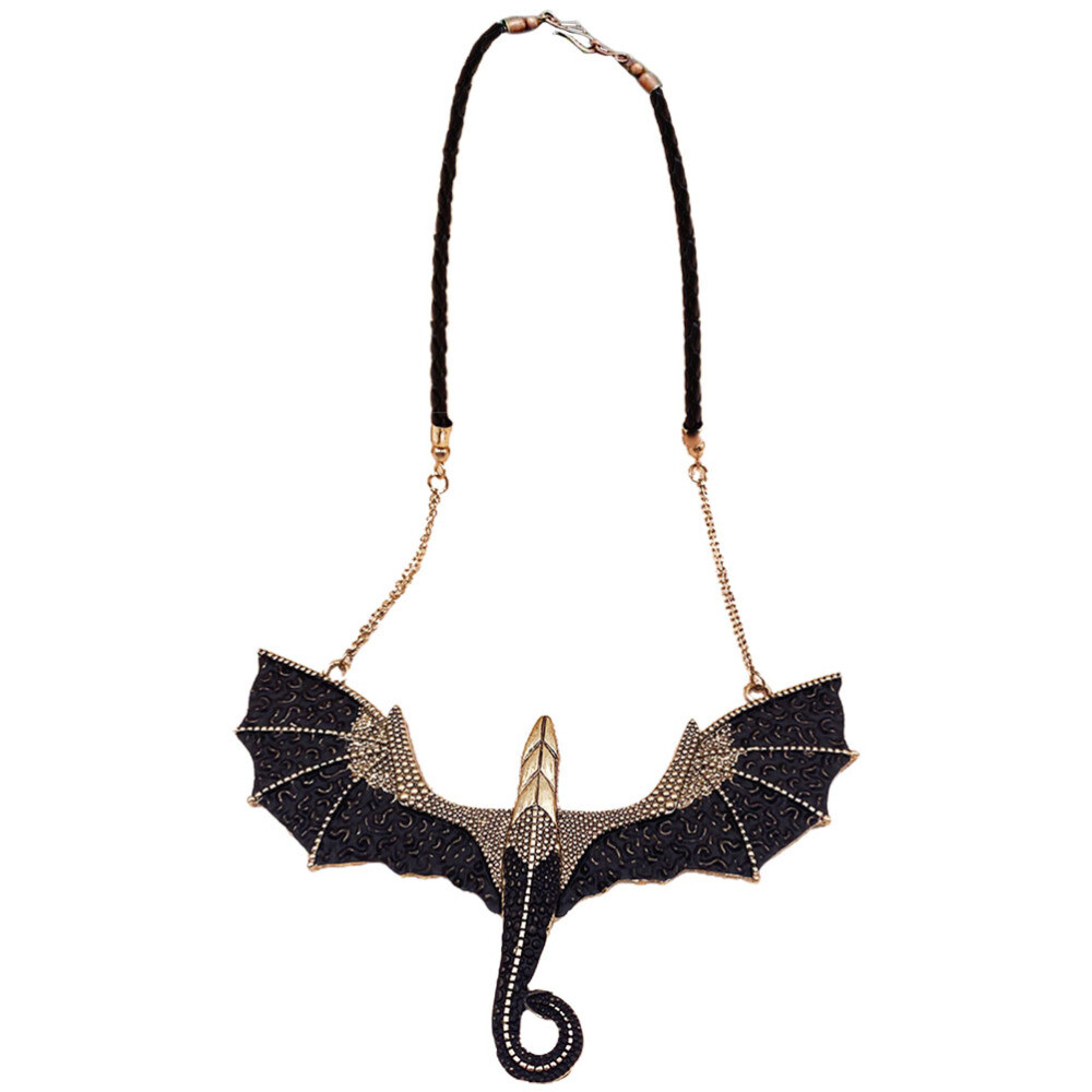 Collier Homme Punk Rock Dragon + Épée + Chauve-Souris – Pendentif Acier Inoxydable Argent Doré, Chaîne Solide, Style Gothique Motard
