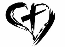 CROSS HEART Vinyl Decal Sticker Car Window Wall Bumper Jesus God Heart Love v1