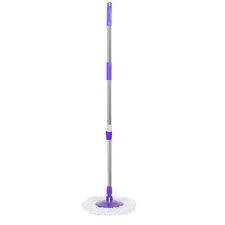 360° Rotating Spinning Mop Pole Handle Replacement Floor Cleaning Tool + 2 Heads