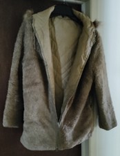Vintage Hooded Faux Fur Teddy Bear Parka Light Brown - quilted lining