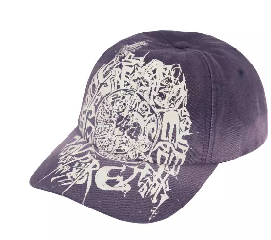 Casquette graffiti bleu marine lavé Supreme Liberty 6 panneaux grisâtre skate grunge