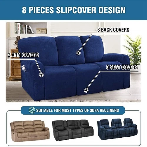 Funda de sofá reclinable todo incluido antideslizante elástica para sillón de 2-3 plazas Foto 4 de 4