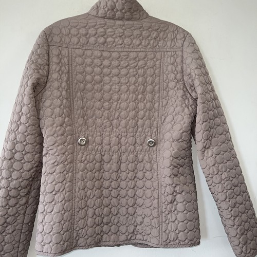 Jane Ashley Women's Sz Small Puffer Full Zip Jacket Tan Pockets Quilted Packable - Picture 8 of 9