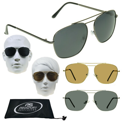 Polarized Square Aviator Sunglass Men Large Military Police Pilot Fishing  Metal