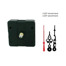 Clock Movement Mechanism Quartex with 3 1/8" Black Serpentine Hands Long Shaft 