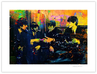 SMOKING BEATLES GRAFFITI Art Print 18x24 Hand Signed Artist Stephen Chambers