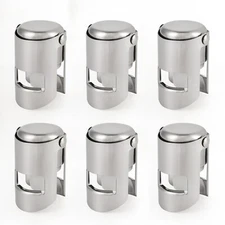 Pack of 6 Stainless Steel Champagne Stoppers, Prosecco, Sparkling Wine Bottle St