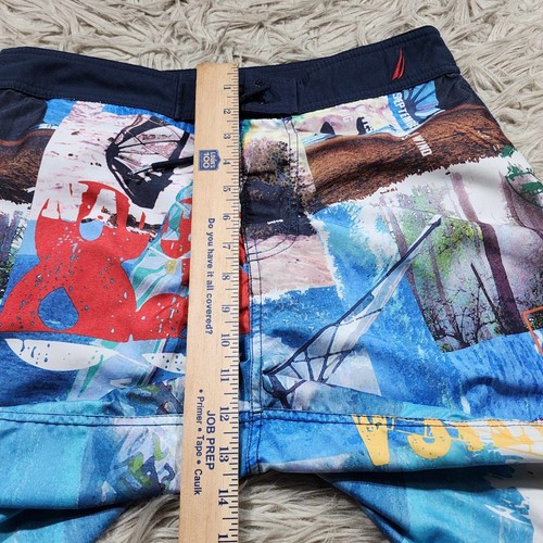 Nautica 83 Swim Trunks Men's Sizes 32 Blue Red Bathing Suit Board Shorts - Picture 8 of 10
