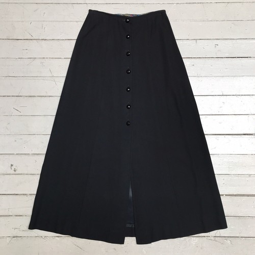 VTG Long Black Pencil Skirt Buttons Up 