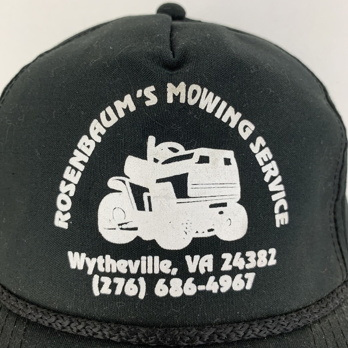 Vtg Rosenbaums Mowing Hat Wytheville Va Logo Snap Back Trucker
