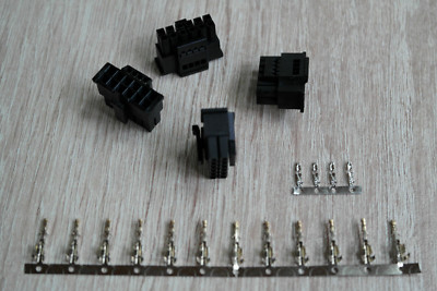 Molex 12+4 Pin 12VHPWR Stecker Male Schwarz, 4mm inkl. 12 vergoldete Crimp Pins