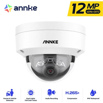 ANNKE 12MP PoE Dome Security IP Camera Color Night Audio Recording AI Detection