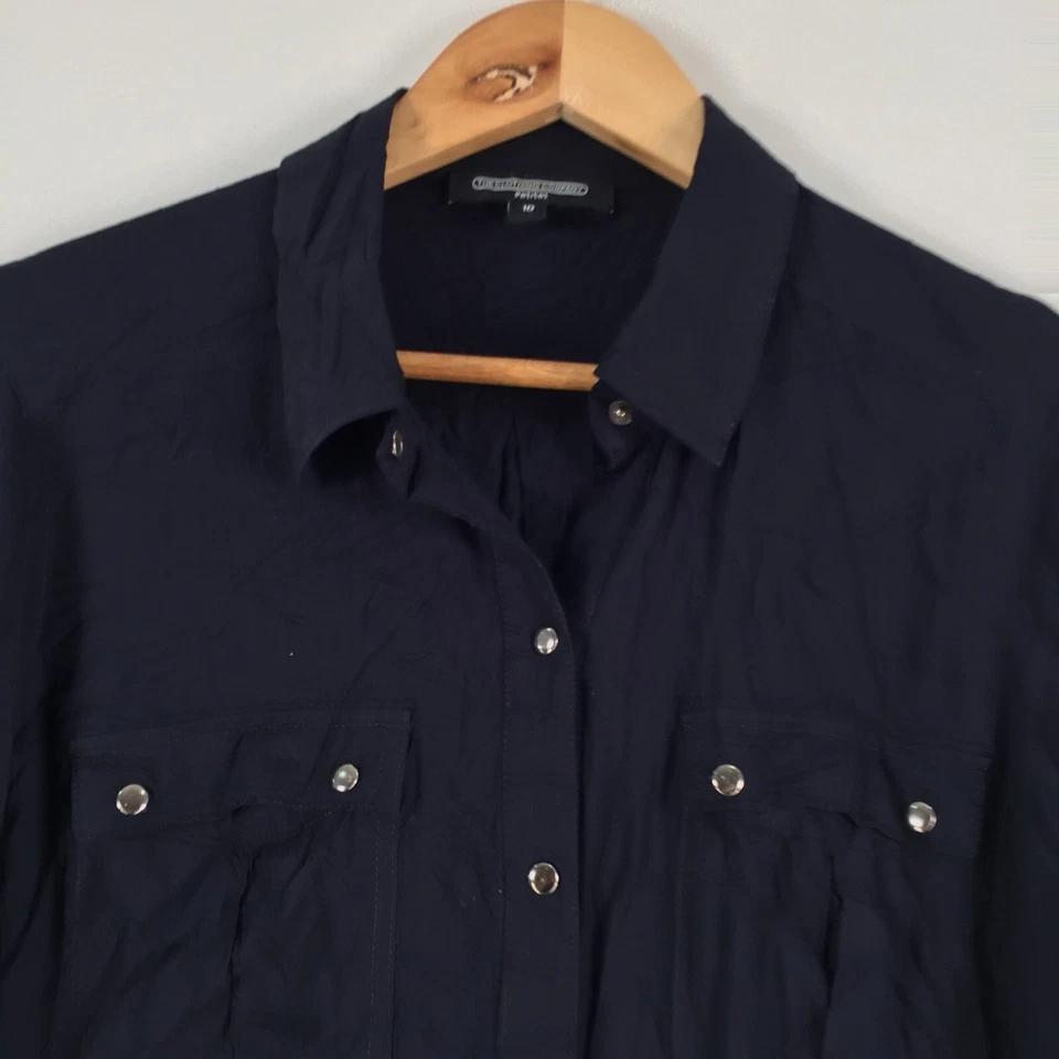 The Clothing Company Mujer Camisa Abotonada Talla 10 Negro Manga Larga 040190 Foto 3 de 4