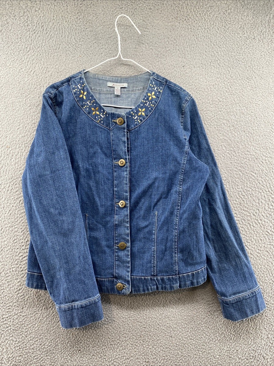 JM Collection Button Up Jean Jacket Cotton Blend in Women's Size