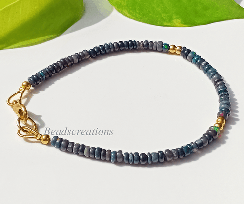 Bracciale Bole Oro Opale Nero Bracciale Argento Sterling 925 Regalo Per Lei - Foto 3 di 10