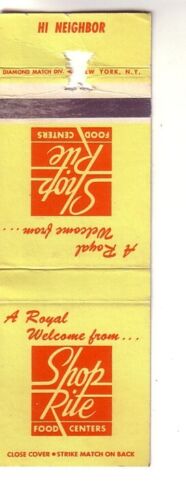 Matchbook Cover ! ShopRite Food Centers !