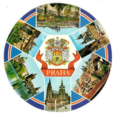 Round Postcard - Praha Multiple Pictures Prague Expired 1975 Unstamped