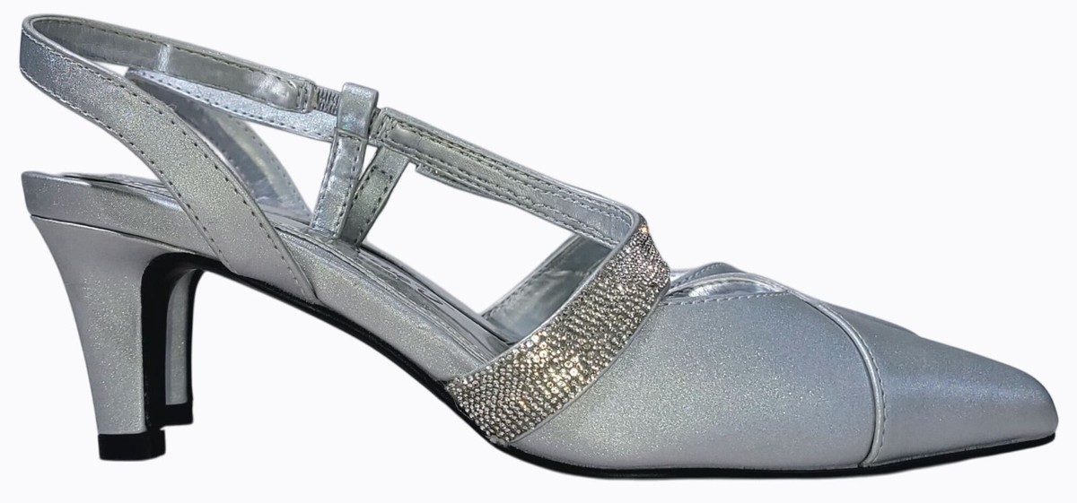 Elisa Silver Shoes Wide Sizes ELISA BLACK WIDE HEELED SHOES IN