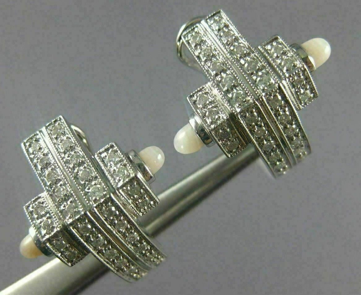 ORECCHINI CLIP MULTI FILA ESTATE .57CT DIAMANTE & CORALLO BIANCO AAA ORO BIANCO 18K