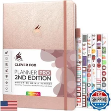 Clever Fox Planner PRO 2nd Edition – Undated Weekly Agenda Planner for Settin