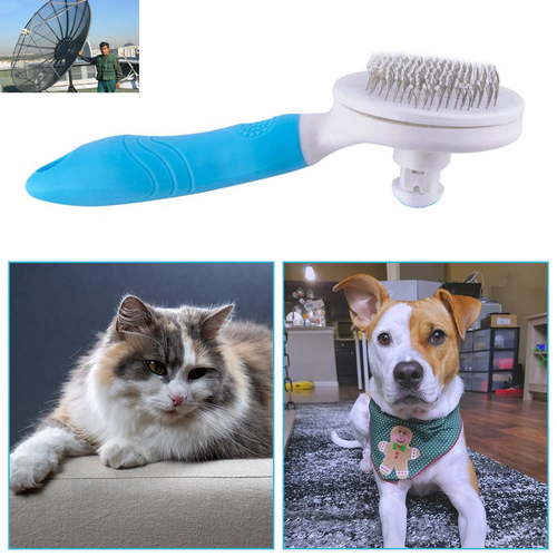 Skyauks selbstreinigende Haustierbürste für Hunde & Katzen - Schuppen- & Pflegewerkzeug - Bild 2 von 10
