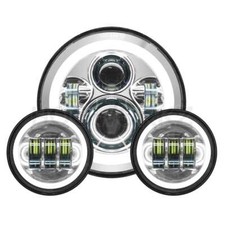 Hogworkz Chrome 7" LED HaloMaker Headlight with Auxiliary Halo Passing Lamps