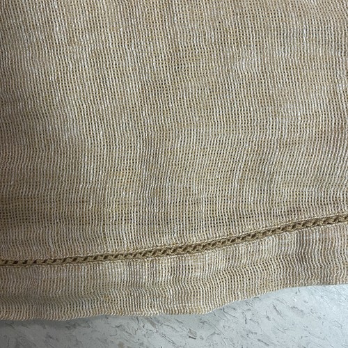 PURE JILL LINEN Sz Large Airy Open Weave Sheer 3/4 Sleeve Tunic Top Crochet Trim - Picture 7 of 11