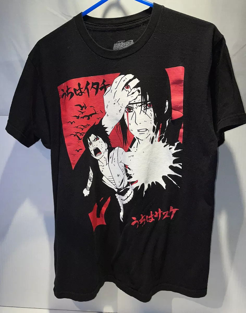 Vintage 2002 Naruto Shippuden T Shirt Size Large Black Red Sasuke