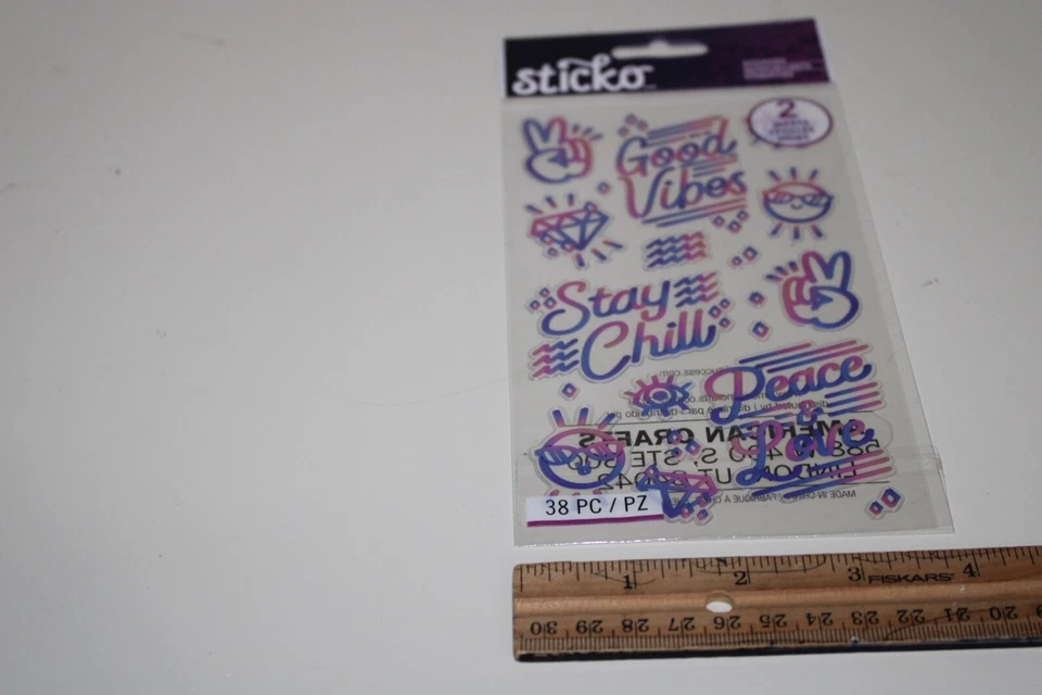 Sticko Autocollant STI Good Vibe FS Rosa/Púrpura 38 piezas Paz/Amor Mantente Chill Artesanía Foto 4 de 4