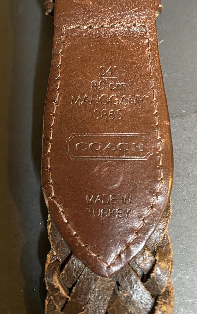 COACH Belt 34” Unisex Braided Leather 3865 Solid Brass  display picture 2