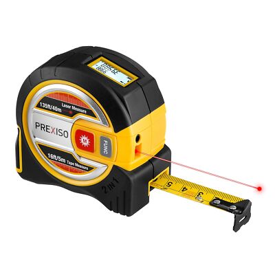 PREXISO 2-in-1 Laser Tape Measure 135Ft Laser Measurement Tool&16Ft Measure Tape