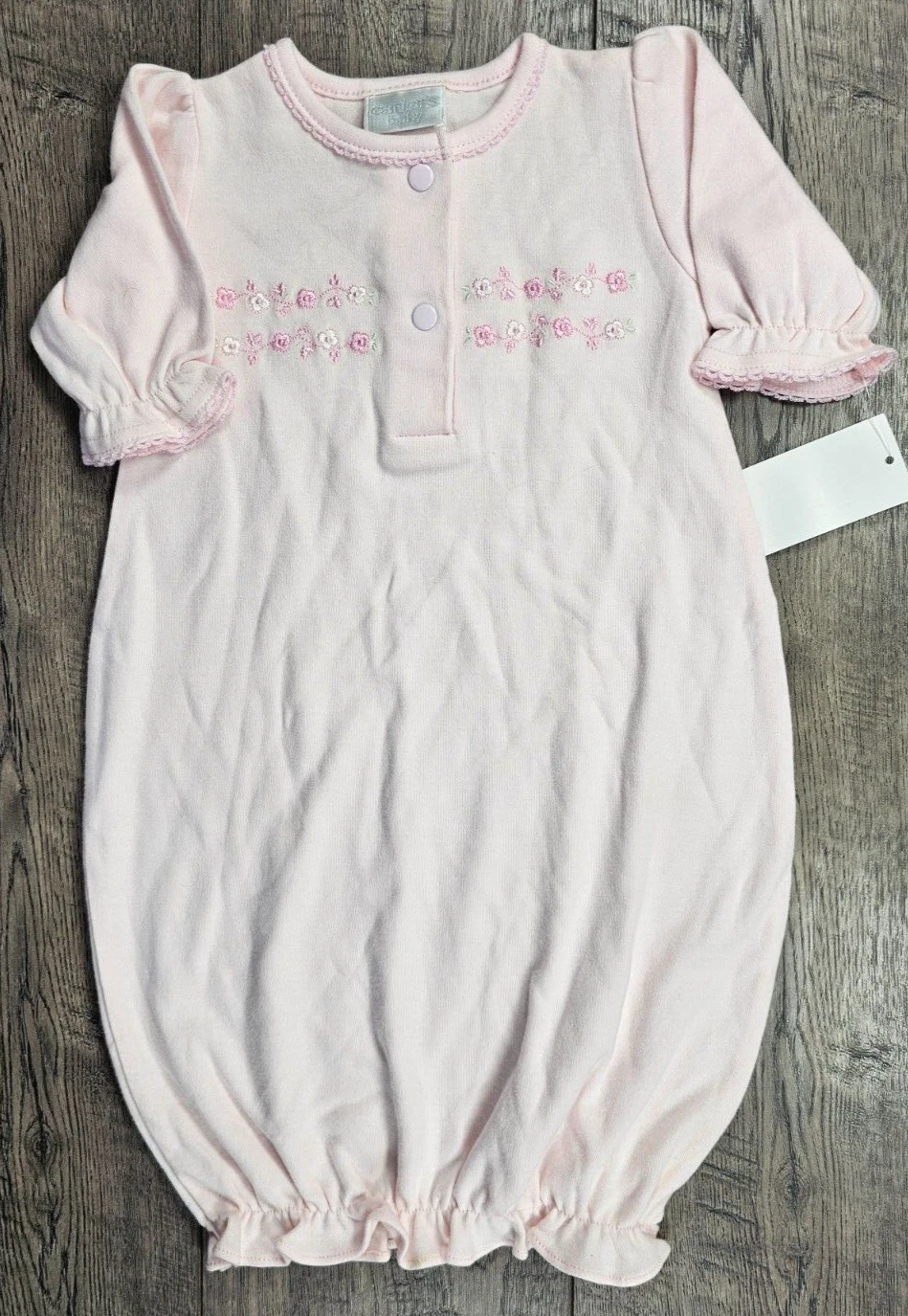 Baby Girl Clothe New Vintage Carter's Preemie Pink Flower Ruffle Gown