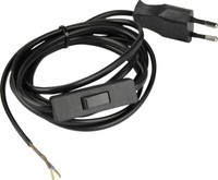 Unitec Eurostecker Zuleitung Mit Schnurschalter 2M Schwarz