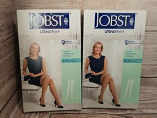 2x Jobst UltraSheer Support Compression Stockings 8 - 15mmHg BLACK KNEE Size L