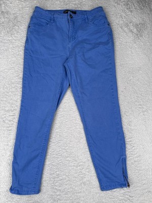 Faded Glory Pants Womens 8 Blue Blink Blue Ankle Zip Skinny Stretch Casual