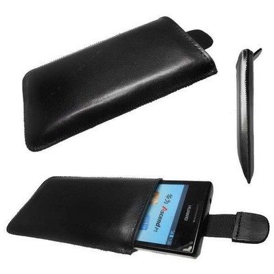 caseroxx Slide-Etui für Huawei Ascend P1 in schwarz aus Kunstleder