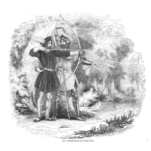 Robin Hood & Little John - Antiker Druck 1845