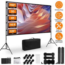 100in Projector 4K Screen with Stand 16:9 Foldable Indoor Outdoor Carry Bag
