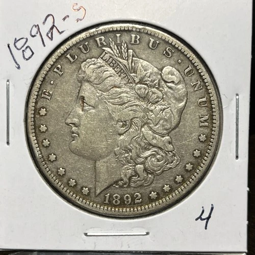 1892-S MORGAN SILVER DOLLAR, VF+ DETAILS