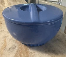 Refrigerator Jar & Lid Montgomery Ward by Hall 7" blue deco 1955 7"