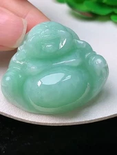 100% Natural Grade A Icy Green Jade Jadeite Pendant Buddha 0925