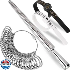 Ring Sizer Measuring Tool Kit, Ring Mandrel Measurer, 27 PCS Premium Steel Me