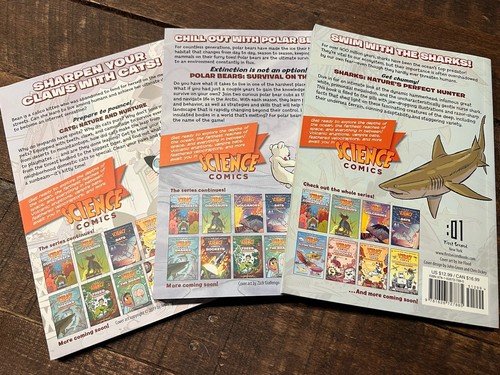 Lot Of 3 Science Comics Cats Sharks Polar Bears Nature Reading Homeschool - Picture 3 of 3