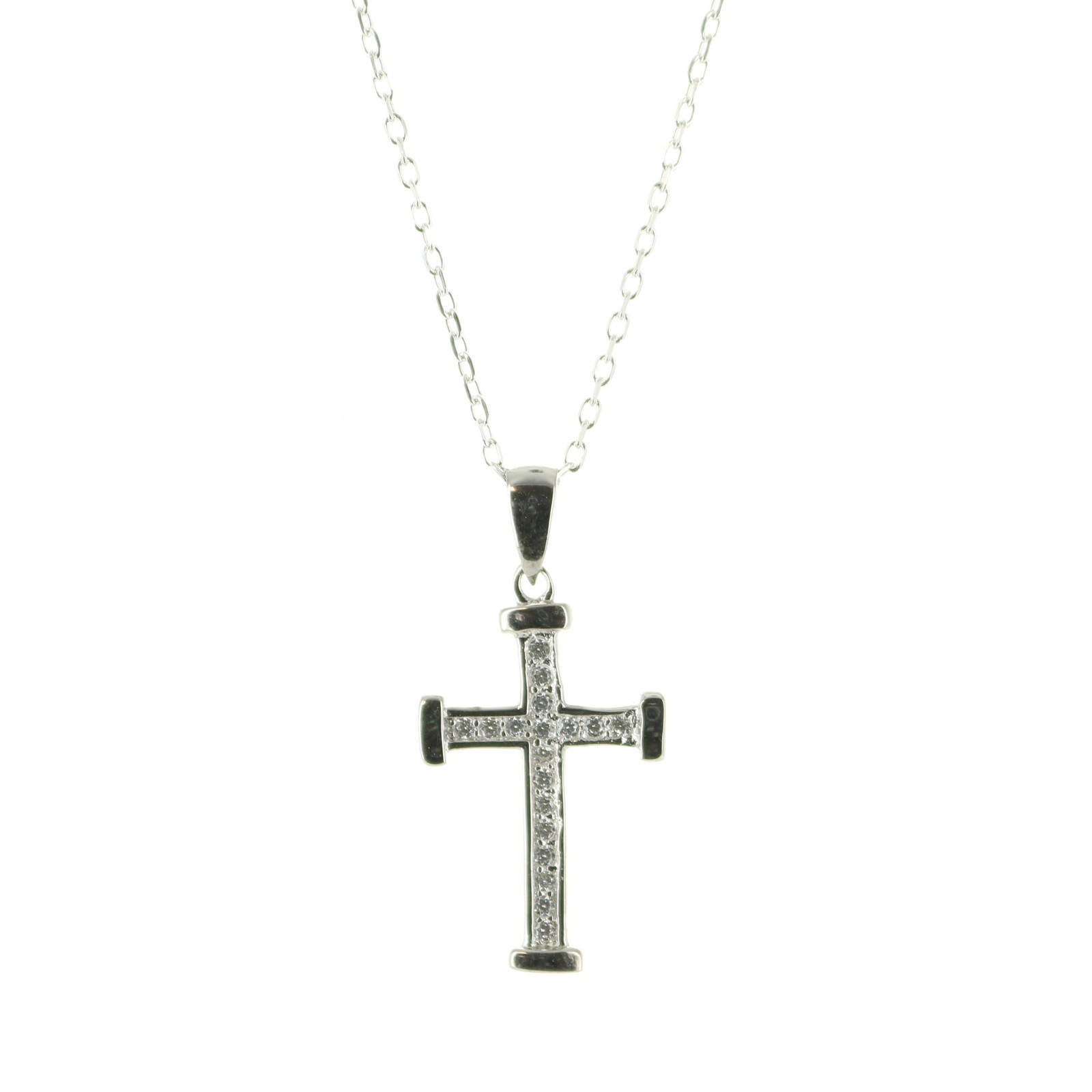 Parure croix en strass et chaîne en argent 925 pour femme collier brillant chic