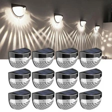 LED Solar Fence Lights Outdoor Waterproof Garden Pathway Wall Deck Lamp Decor US