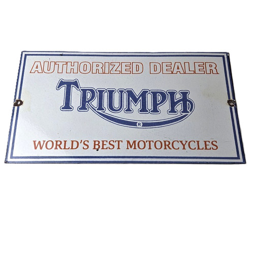 Vintage Triumph Motorcycles Sign - Gas Service Pump Porcelain Gasoline Sign