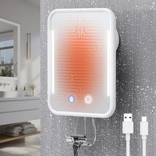 Gospire Heated Shower Mirror Fogless for Shaving with 7.9"L x 6.3"W, White